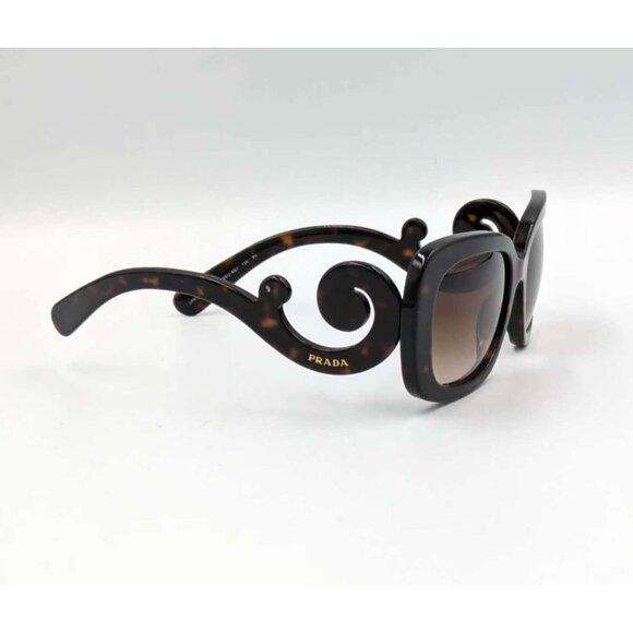 Pre-owned Prada Square Baroque Swirl SPR 27O Acetate Sunglasses Tortoise - Picture 4 of 10